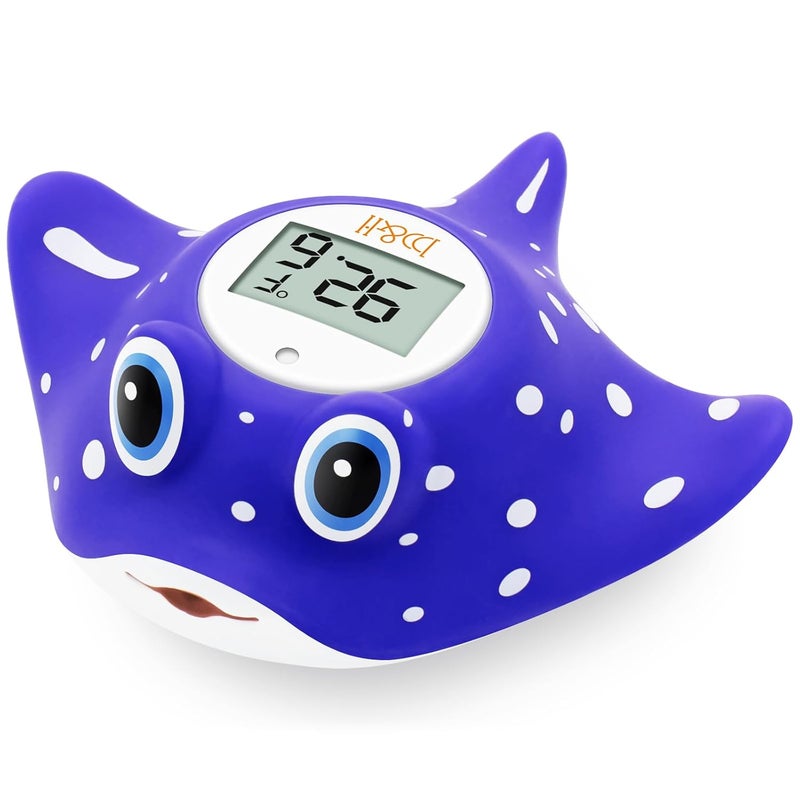 BH Baby Bath Thermometer - Instant Read Digital Thermometer for Infant Bathtub and Room, Measure Newborn Water Temperature, Safe Toddlers Tub Time Floating Toy - Manta Ray - Image 1